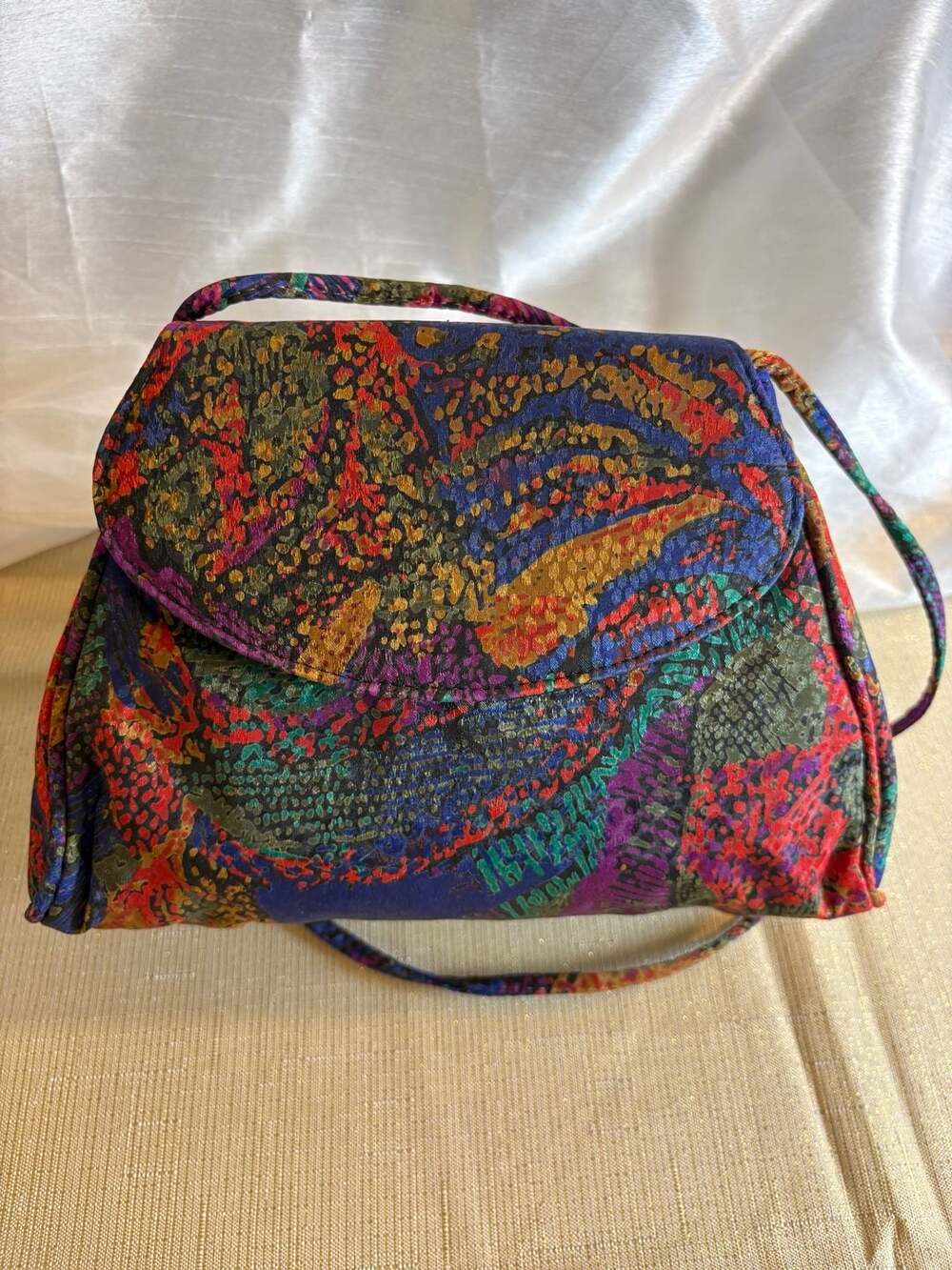 Vintage Multi-Color Abstract Print Fabric Crossbody Bag